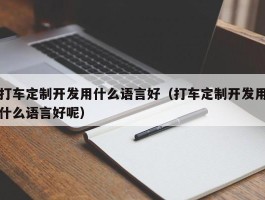 打车定制开发用什么语言好（打车定制开发用什么语言好呢）