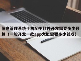 信息管理系统手机APP软件开发需要多少预算（一般开发一款app大概需要多少钱呀）