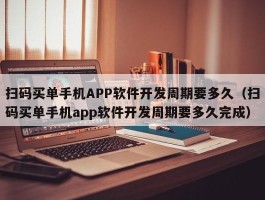 扫码买单手机APP软件开发周期要多久（扫码买单手机app软件开发周期要多久完成）