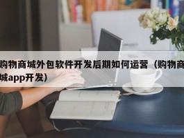 购物商城外包软件开发后期如何运营（购物商城app开发）