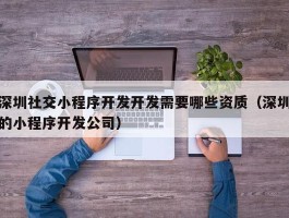 深圳社交小程序开发开发需要哪些资质（深圳的小程序开发公司）