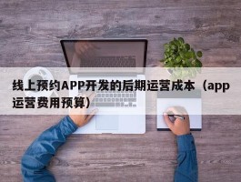 线上预约APP开发的后期运营成本（app运营费用预算）