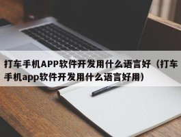 打车手机APP软件开发用什么语言好（打车手机app软件开发用什么语言好用）