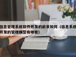 信息管理系统软件开发的前景如何（信息系统开发的管理模型有哪些）