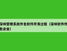 深圳管理系统外包软件开发过程（深圳软件外包企业）