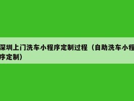 深圳上门洗车小程序定制过程（自助洗车小程序定制）