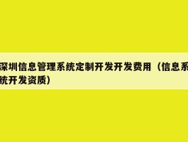 深圳信息管理系统定制开发开发费用（信息系统开发资质）