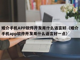 婚介手机APP软件开发用什么语言好（婚介手机app软件开发用什么语言好一点）