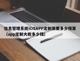 信息管理系统iOSAPP定制需要多少预算（app定制大概多少钱）