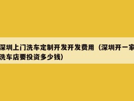 深圳上门洗车定制开发开发费用（深圳开一家洗车店要投资多少钱）