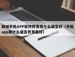 商城手机APP软件开发用什么语言好（手机app用什么语言开发最好）