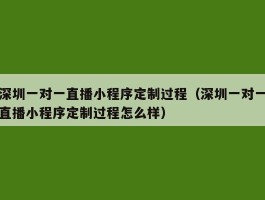 深圳一对一直播小程序定制过程（深圳一对一直播小程序定制过程怎么样）