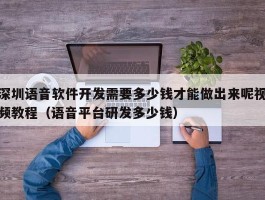 深圳语音软件开发需要多少钱才能做出来呢视频教程（语音平台研发多少钱）