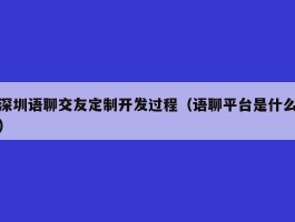 深圳语聊交友定制开发过程（语聊平台是什么）