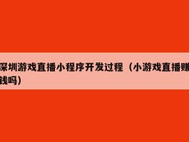 深圳游戏直播小程序开发过程（小游戏直播赚钱吗）
