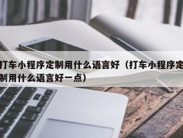 打车小程序定制用什么语言好（打车小程序定制用什么语言好一点）