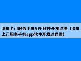 深圳上门服务手机APP软件开发过程（深圳上门服务手机app软件开发过程图）