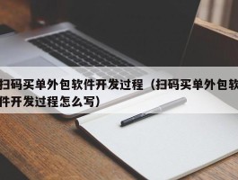 扫码买单外包软件开发过程（扫码买单外包软件开发过程怎么写）