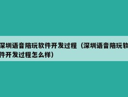 深圳语音陪玩软件开发过程（深圳语音陪玩软件开发过程怎么样）
