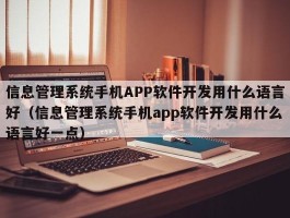 信息管理系统手机APP软件开发用什么语言好（信息管理系统手机app软件开发用什么语言好一点）