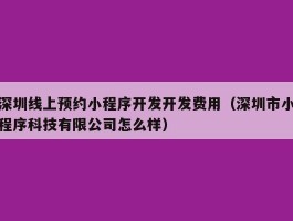 深圳线上预约小程序开发开发费用（深圳市小程序科技有限公司怎么样）