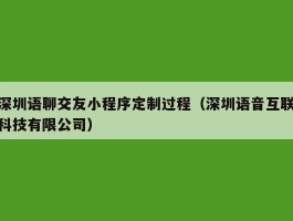 深圳语聊交友小程序定制过程（深圳语音互联科技有限公司）