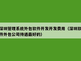 深圳管理系统外包软件开发开发费用（深圳软件外包公司待遇最好的）