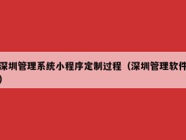 深圳管理系统小程序定制过程（深圳管理软件）