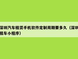 深圳汽车租赁手机软件定制周期要多久（深圳租车小程序）