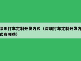 深圳打车定制开发方式（深圳打车定制开发方式有哪些）