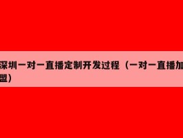 深圳一对一直播定制开发过程（一对一直播加盟）