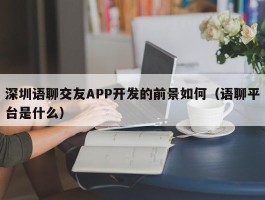 深圳语聊交友APP开发的前景如何（语聊平台是什么）