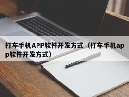 打车手机APP软件开发方式（打车手机app软件开发方式）