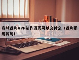 商城返利APP制作源码可以交付么（返利系统源码）