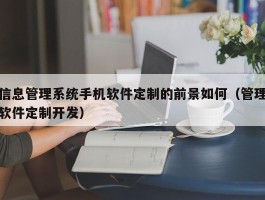 信息管理系统手机软件定制的前景如何（管理软件定制开发）