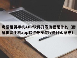 房屋租赁手机APP软件开发流程是什么（房屋租赁手机app软件开发流程是什么意思）