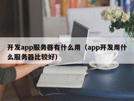 开发app服务器有什么用（app开发用什么服务器比较好）