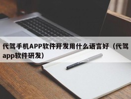 代驾手机APP软件开发用什么语言好（代驾app软件研发）