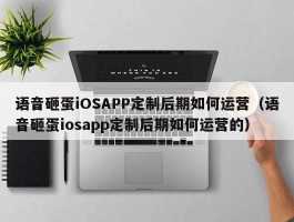语音砸蛋iOSAPP定制后期如何运营（语音砸蛋iosapp定制后期如何运营的）