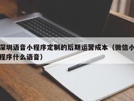 深圳语音小程序定制的后期运营成本（微信小程序什么语音）