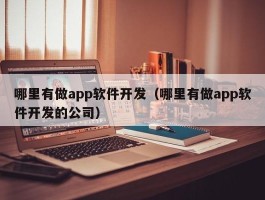 哪里有做app软件开发（哪里有做app软件开发的公司）