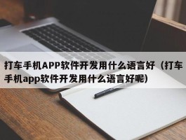 打车手机APP软件开发用什么语言好（打车手机app软件开发用什么语言好呢）
