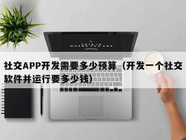 社交APP开发需要多少预算（开发一个社交软件并运行要多少钱）