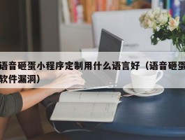 语音砸蛋小程序定制用什么语言好（语音砸蛋软件漏洞）