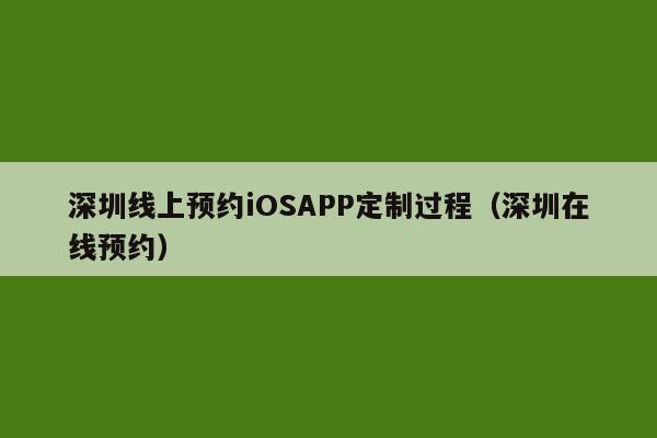 深圳线上预约iOSAPP定制过程(深圳在线预约)